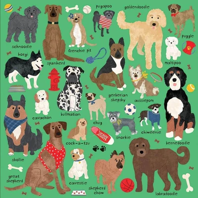 Galison 57310 - Mudpuppy - Doodle Dog And Other Mixed Breeds - 500 db-os puzzle