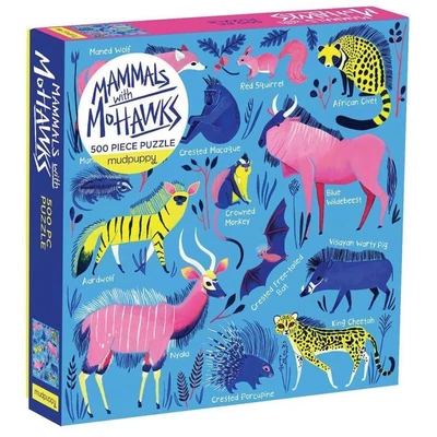 Galison 60778 - Mudpuppy - Mammals with Mohawks - 500 db-os puzzle