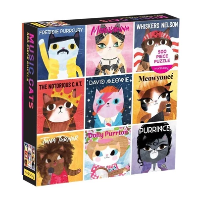 Galison 66664 - Mudpuppy - Music Cats - 500 db-os puzzle