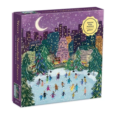 Galison 66725 - Merry Moonlight Skaters, Joy LaForme - 500 db-os Fóliás puzzle