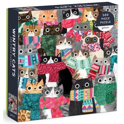 Galison 73693 - Wintry Cats - 500 db-os puzzle