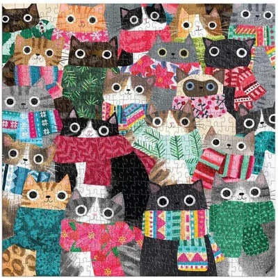 Galison 73693 - Wintry Cats - 500 db-os puzzle