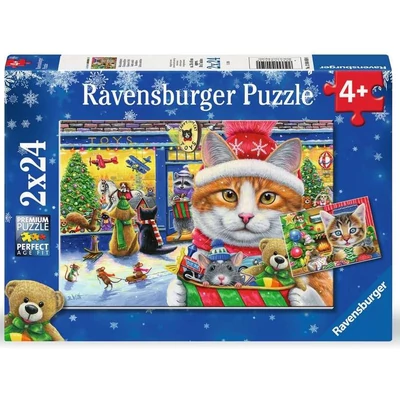 Ravensburger 12004059 - Karácsonyi cicák - 2 x 24 db-os puzzle