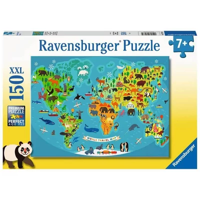 Ravensburger 13287 - Állatos világtérkép - 150 db-os XXL puzzle