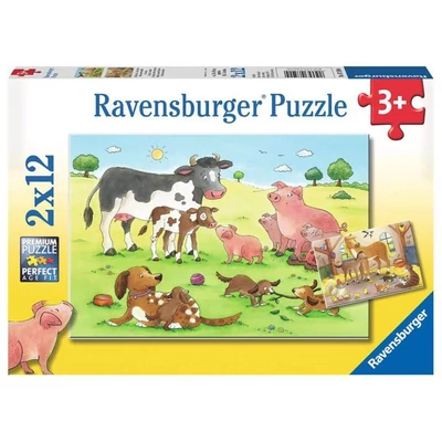 Ravensburger 07590 - Boldog állatcsaládok - 2 x 12 db-os puzzle