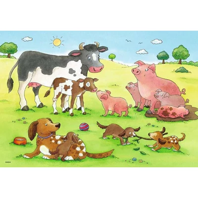 Ravensburger 07590 - Boldog állatcsaládok - 2 x 12 db-os puzzle