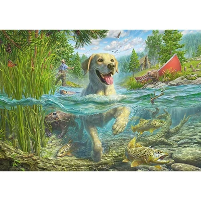 Schmidt 58557 - Dog&#039;s Life - Yellow Labrador Hunting for Fish - 1000 db-os puzzle