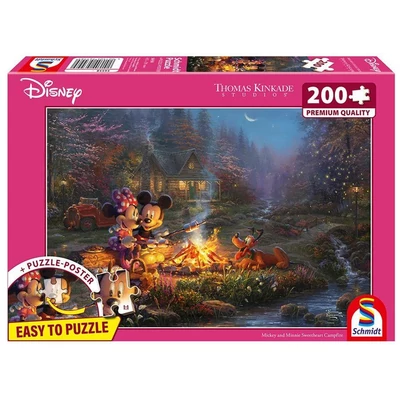 Schmidt 56558 - Disney - Mickey and Minnie - Sweetheart Campfire, Thomas Kinkade - 200 db-os puzzle