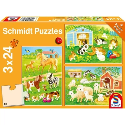 Schmidt 56518 - Cute Pets - 3 x 24 db-os puzzle