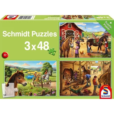 Schmidt 56519 - My Favorite Horses - 3 x 48 db-os puzzle