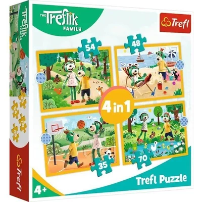 Trefl 34623 - A Treflik család kalandjai - 4 az 1-ben (35,48,54,70 db-os)puzzle