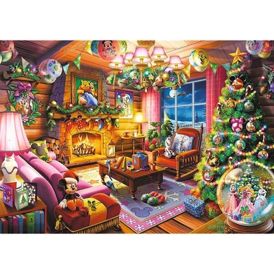 Trefl 10916 - Disney karácsonyi szoba - 1000 db-os Premium Plus puzzle