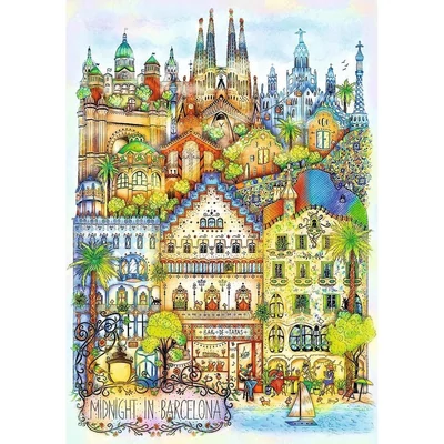 Trefl 12074 - Éjfél Barcelonában - 1000 db-os Premium Plus puzzle