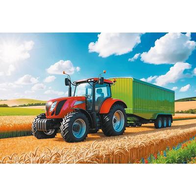 Trefl 16494 - Mezőgazdasági gépek - Pótkocsis traktor - 100 db-os puzzle
