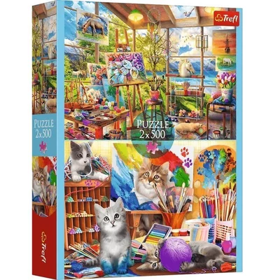 Trefl 37530 - A festő stúdióban - 2 x 500 db-os puzzle