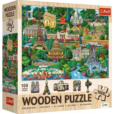 Trefl 20213 - Franciaország, híres helyek - 1000 db-os Wooden Puzzle