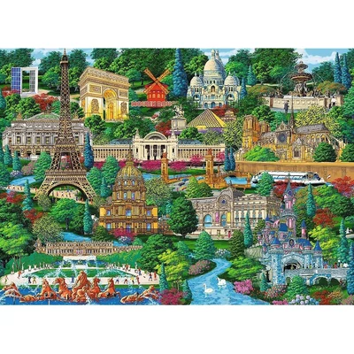 Trefl 20213 - Franciaország, híres helyek - 1000 db-os Wooden Puzzle