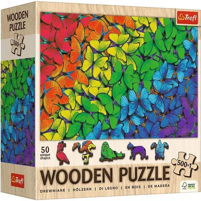 Trefl 20217 - Szivárvány pillangók - 500+1 db-os Wooden Puzzle