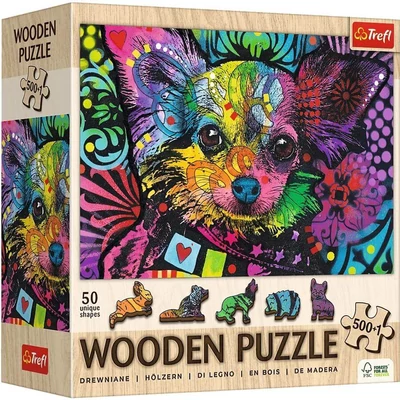 Trefl 20218 - Színes kiskutya - 500+1 db-os Wooden Puzzle