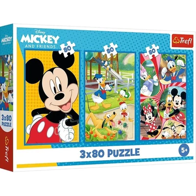 Trefl 34887 - Mickey egér és barátai - 3 x 80 db-os puzzle