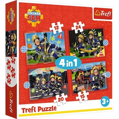 Trefl 34632 - Sam, a tűzoltó - 4 az 1-ben (12,15,20,24 db-os) puzzle