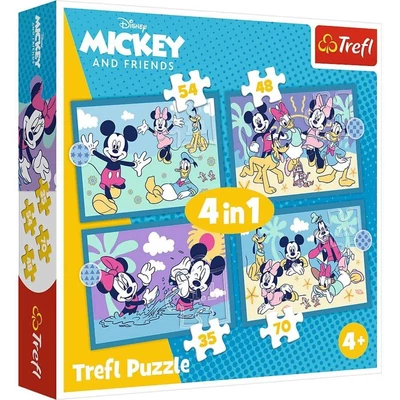 Trefl 34669 - Mickey egér és barátai - 4 az 1-ben (35,48,54,70 db-os) puzzle