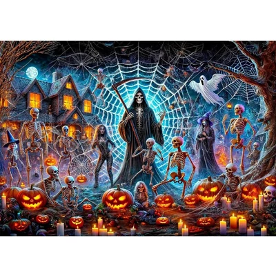 Wooden City 1010 db-os fa puzzle - A kaszás Halloween-i partija (NB0815-XL)