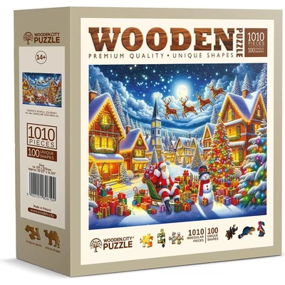 Wooden City 1010 db-os fa puzzle - A Mikulás örömteli utazása (NB0802-XL)