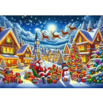 Wooden City 1010 db-os fa puzzle - A Mikulás örömteli utazása (NB0802-XL)