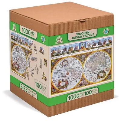 Wooden City 1010 db-os fa puzzle - Antik térkép (NB1010-0102-XL)