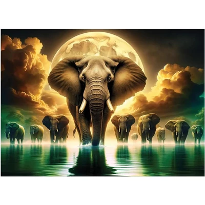 Wooden City 1010 db-os fa puzzle - Elefántok álmai (NB1010-0034-XL)