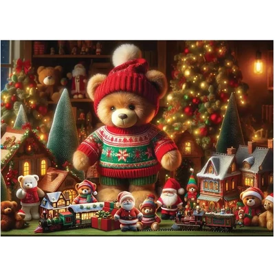 Wooden City 1010 db-os fa puzzle - Karácsonyi mackó (NB0807-XL)