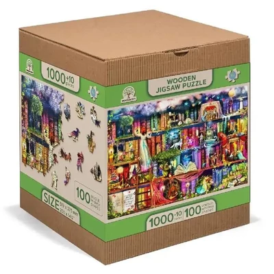 Wooden City 1010 db-os fa puzzle - Kincskereső könyvespolc (NB1010-0131-XL)