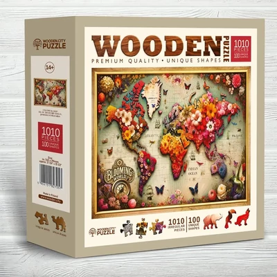 Wooden City 1010 db-os fa puzzle - Színes térkép (NB0805-XL)