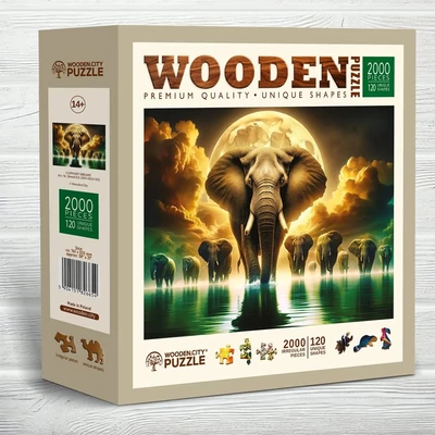 Wooden City 2000 db-os fa puzzle - Elefántok álmai (EX2000-0034-XXL)