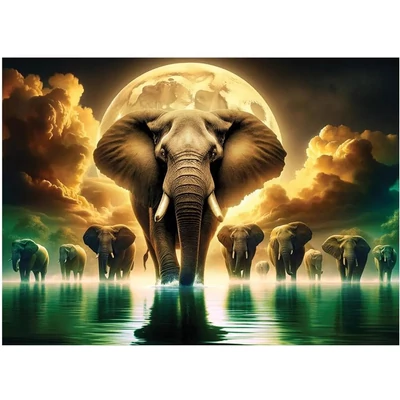 Wooden City 2000 db-os fa puzzle - Elefántok álmai (EX2000-0034-XXL)