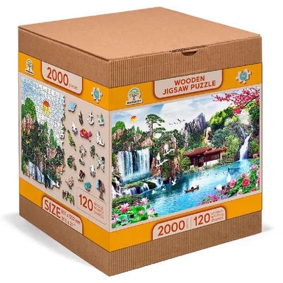 Wooden City 2000 db-os fa puzzle - Vízesések a japán kertben (AL2000-0124-XXL)