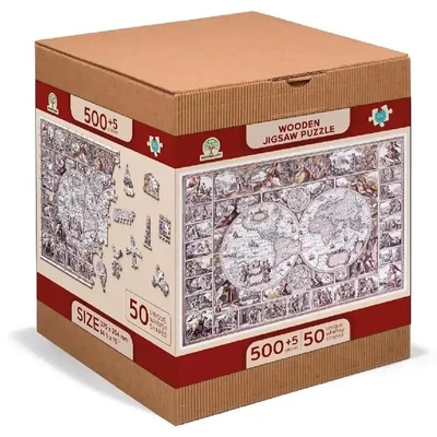 Wooden City 505 db-os fa puzzle - A felfedezések korának térképe (NB505-0101-L)