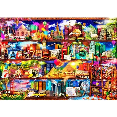 Wooden City 505 db-os fa puzzle - Utazós könyvespolc (NB505-0132-L)