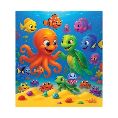 Wooden City CH99051-SV - Polip és teknős - 20 db-os fa puzzle