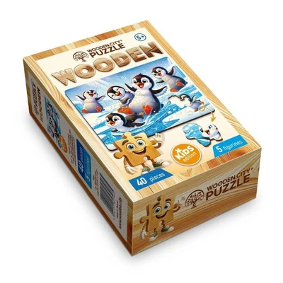 Wooden City CH99126-MH - Boldog pingvinek - 40 db-os fa puzzle