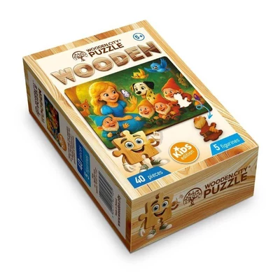 Wooden City CH99128-MH - A hercegnő és a törpék - 40 db-os fa puzzle