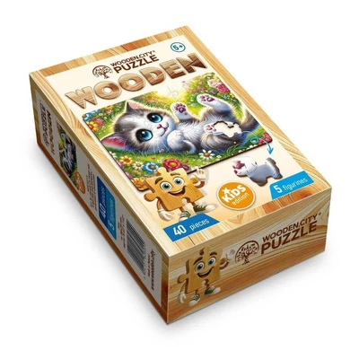 Wooden City CH99130-MH - Kedves cica - 40 db-os fa puzzle