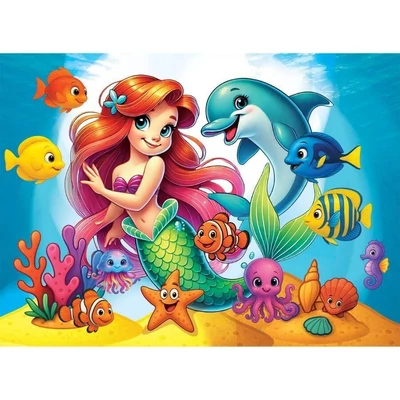 Wooden City CH99131-MH - Sellő és delfin - 40 db-os fa puzzle