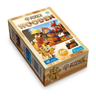 Wooden City CH99132-MH - Vidám csapat - 40 db-os fa puzzle
