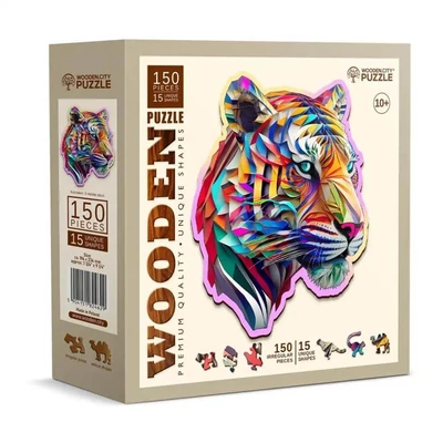 Wooden City HE0169-M - Színes tigris - 150 db-os fa puzzle