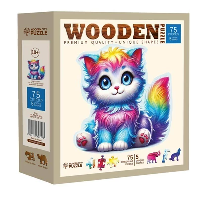 Wooden City HE0206-M - Fantázia cica - 75 db-os fa puzzle