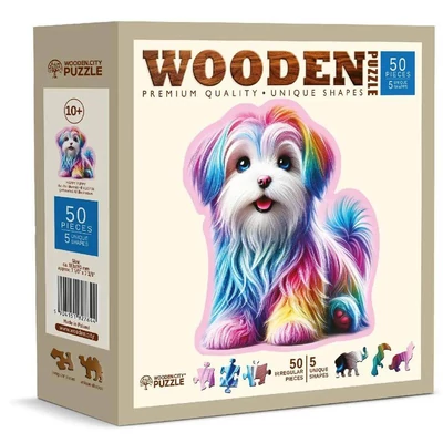Wooden City HE0207-M - Boldog kiskutya - 50 db-os fa puzzle