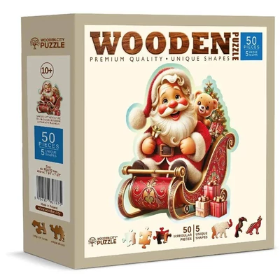 Wooden City HE0210-M - Mikulás kalandjai - 50 db-os fa puzzle