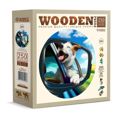 Wooden City HE0305-L - Boldog kutya - 250 db-os fa puzzle